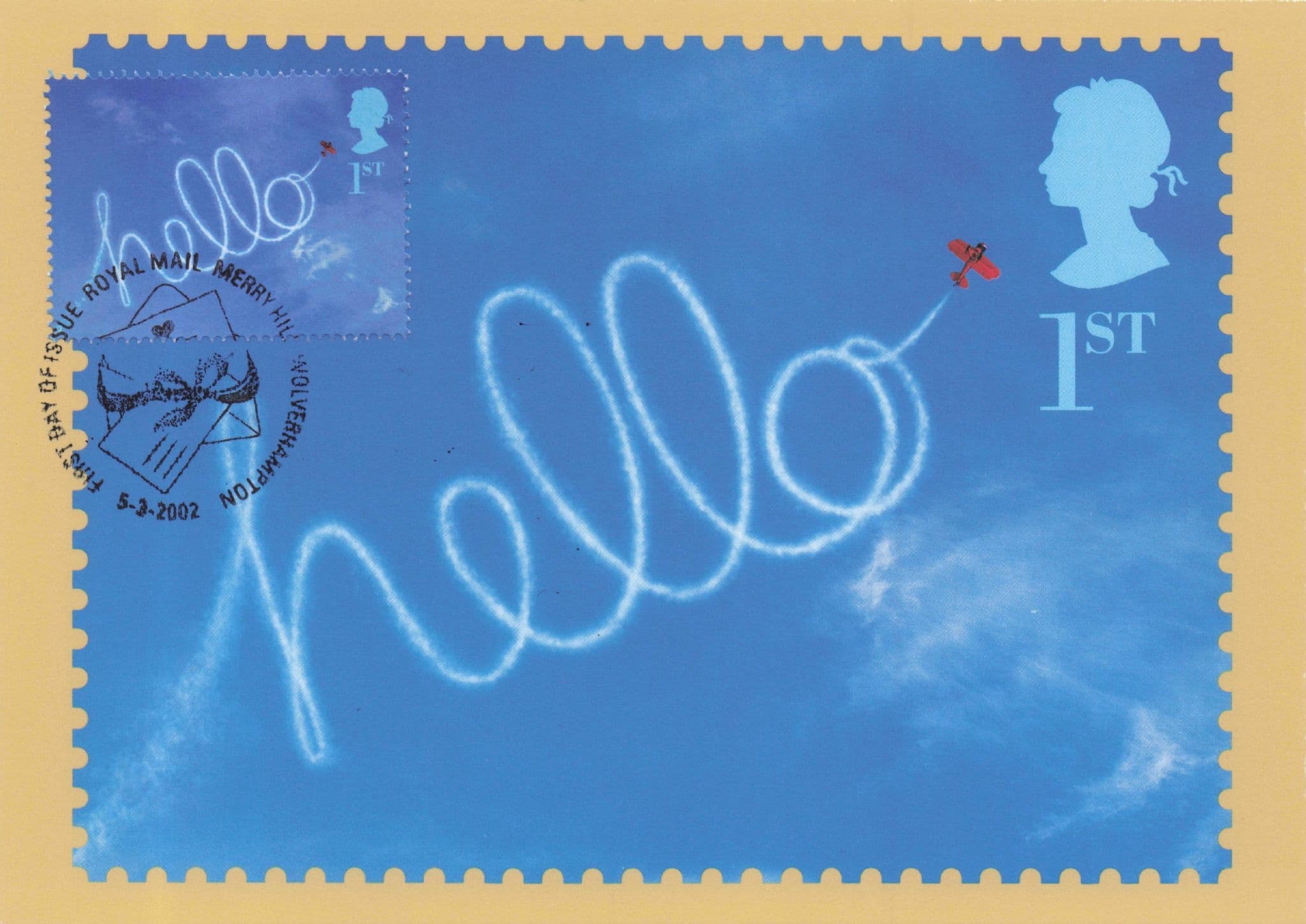 Plane Skywriting Hello With Aircraft Smoke First Day Cover Postcard