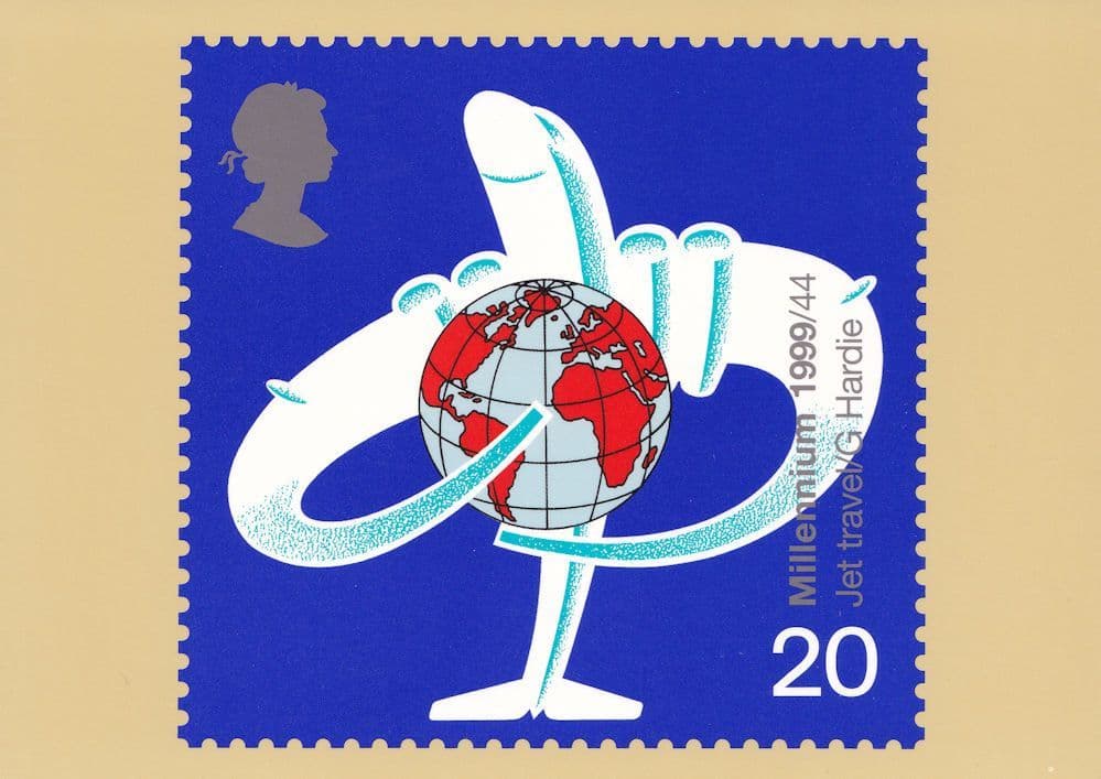 Plane Travel Around Globe Atlas Royal Mail Limited Edition Postcard