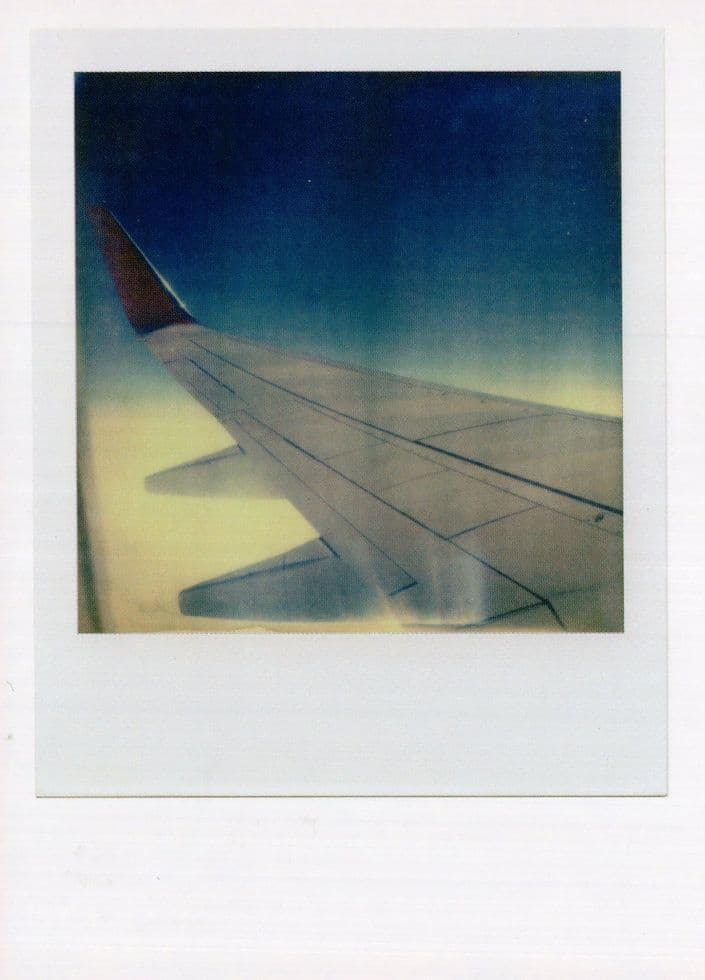 Plane Window View Of Wing Runway Vintage Award Analog Film Photo Postcard