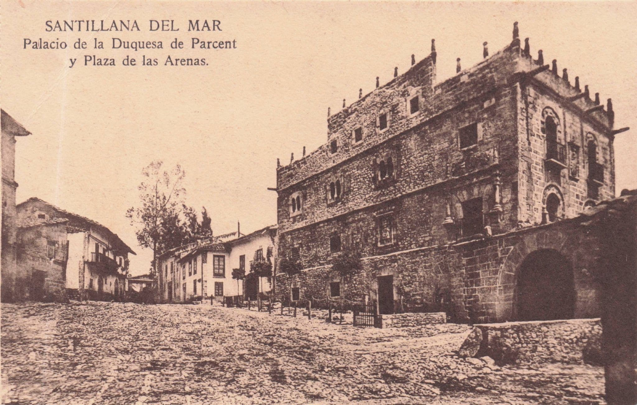 Plaza De Las Arenas Palacio Santillano Del Mar Spain Antique Postcard