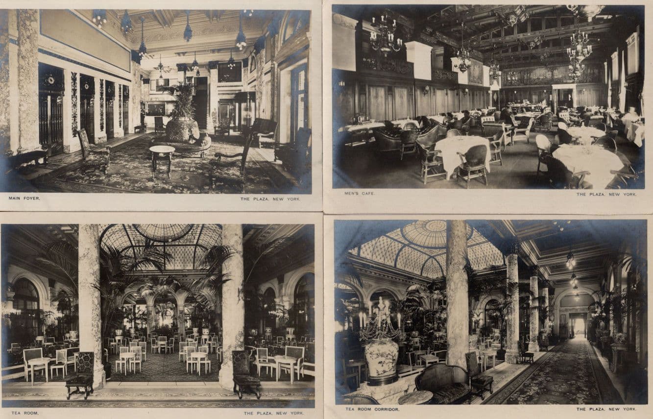 Plaza New York Foyer Cafe Tea Room 4x USA RPC Antique Postcard s