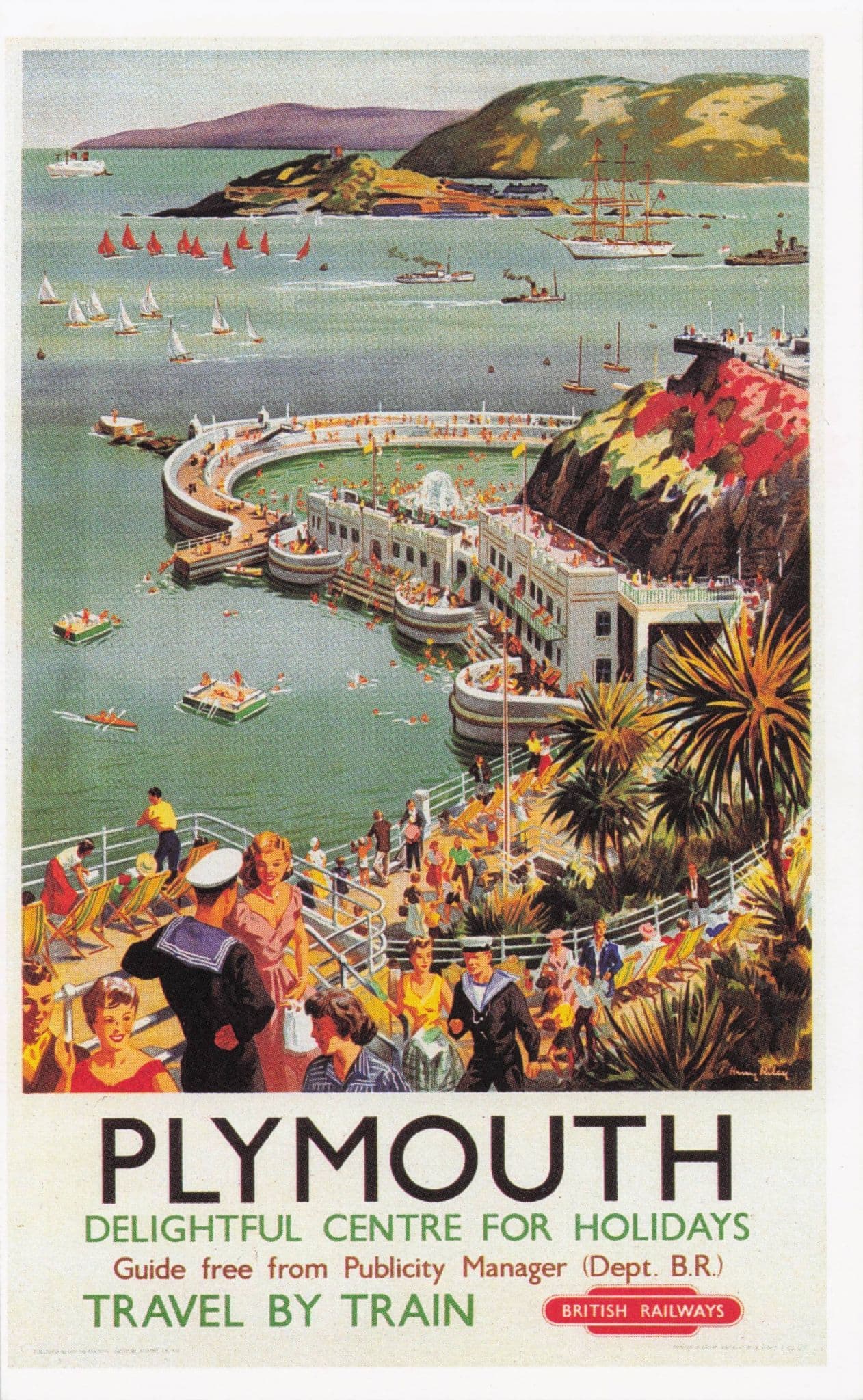 Plymouth Centre For Holidays Travel By Train British Railways PB Postcard