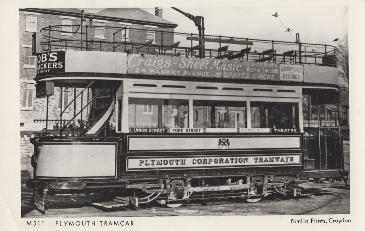 Plymouth Tram Sheet Music Piano Shop In Circus Advertising Postcard