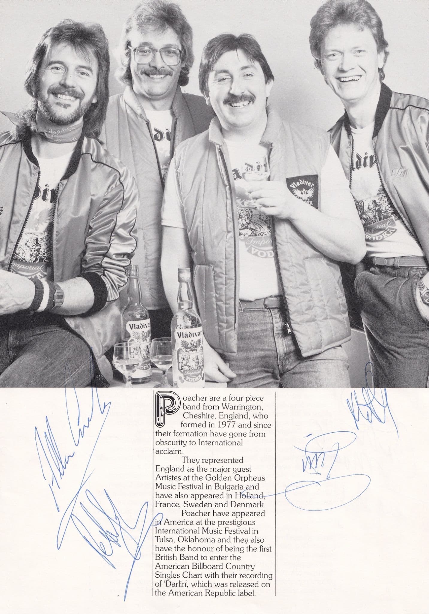 Poacher The Moody Brothers Country & Western Pop Group 2x Hand Signed Photo s