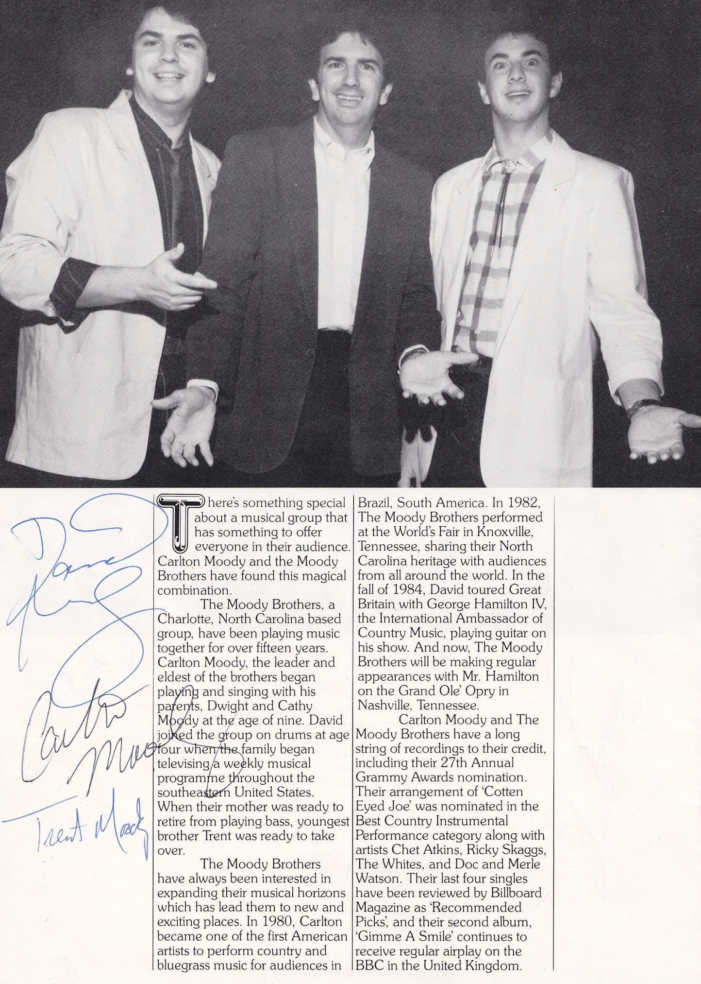 Poacher The Moody Brothers Country & Western Pop Group 2x Hand Signed Photo s