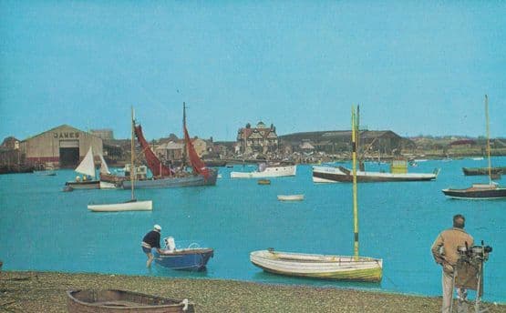 Point Clear Essex Man Launching Boat Zimmerframe Lake Sailing 1970s Postcard s