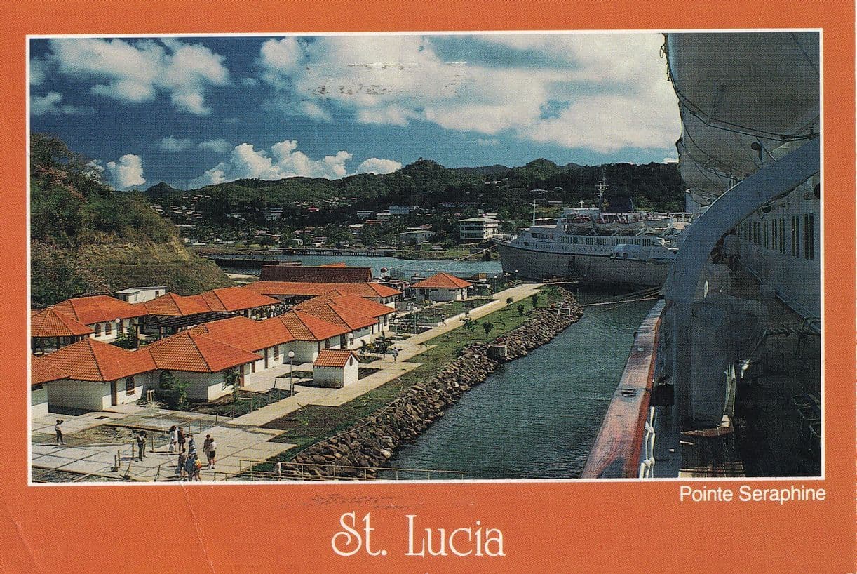 Point Seraphine Duty Free Shopping Area St Lucia Great Message Postcard