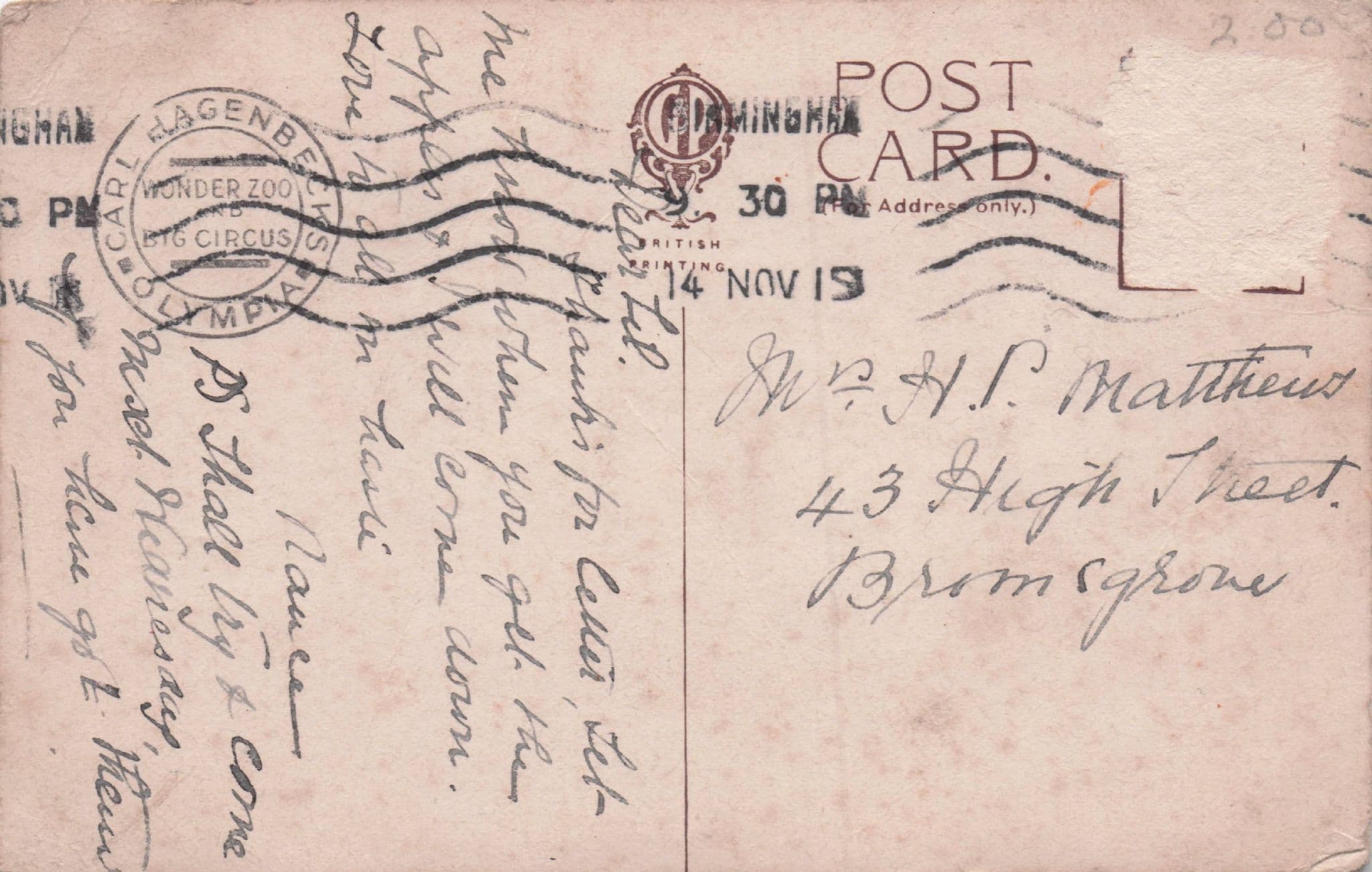 Polar Performing Bears & Trainer Carl Hagenbecks Circus Old Postcard