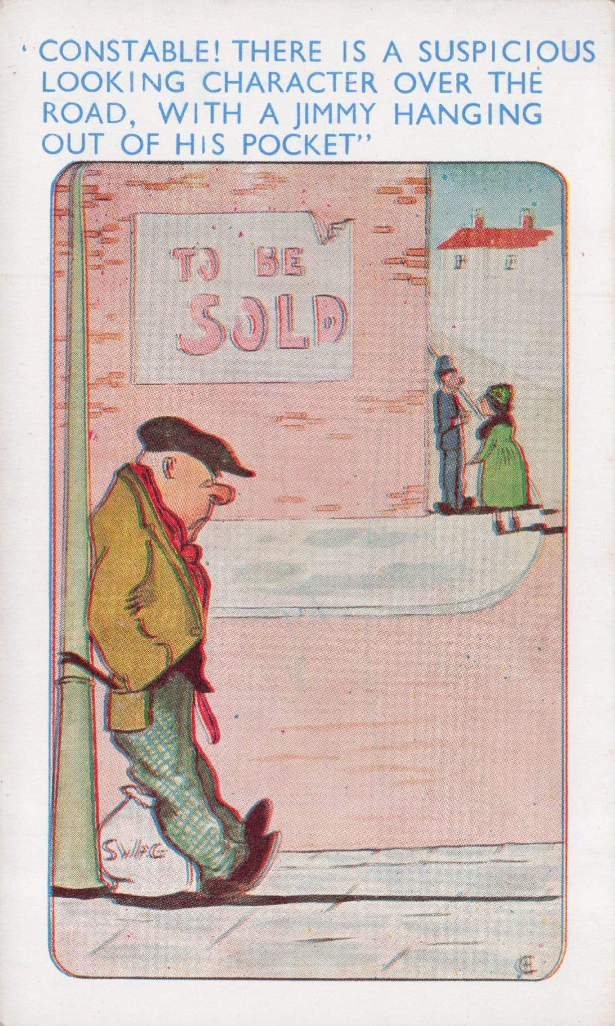 Policeman Arrests Man Rude Thing From Pocket 1960s Comic Police Postcard