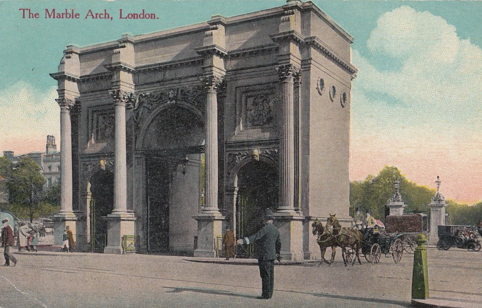 Policeman at Marble Arch Antique London Postcard