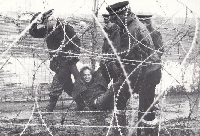 Policeman Attack Cruise Missiles CND Protester at Molesworth RPC Photo Postcard