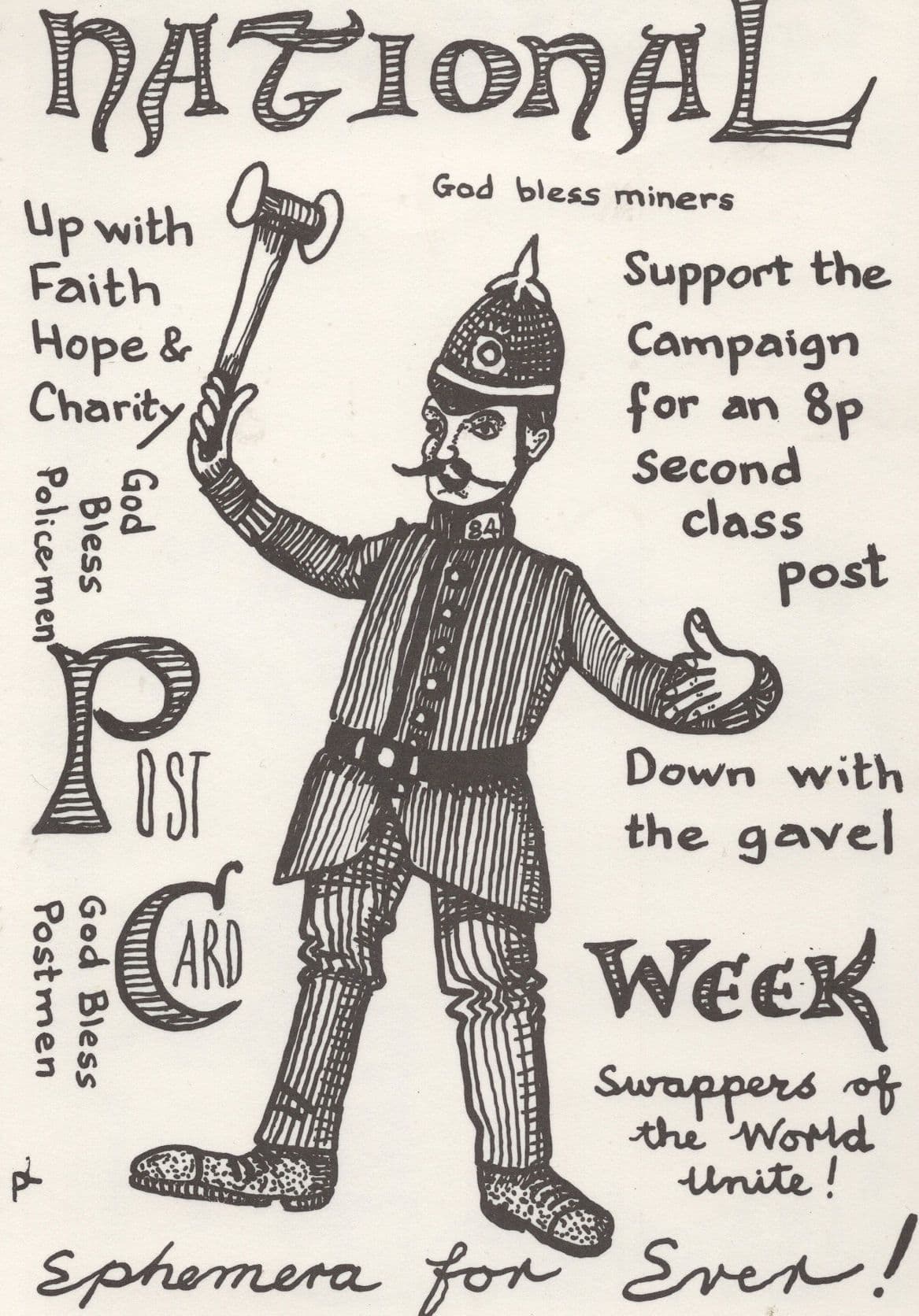 Policeman Miners Ephemera Faith Hope & Charity Ltd Postcard