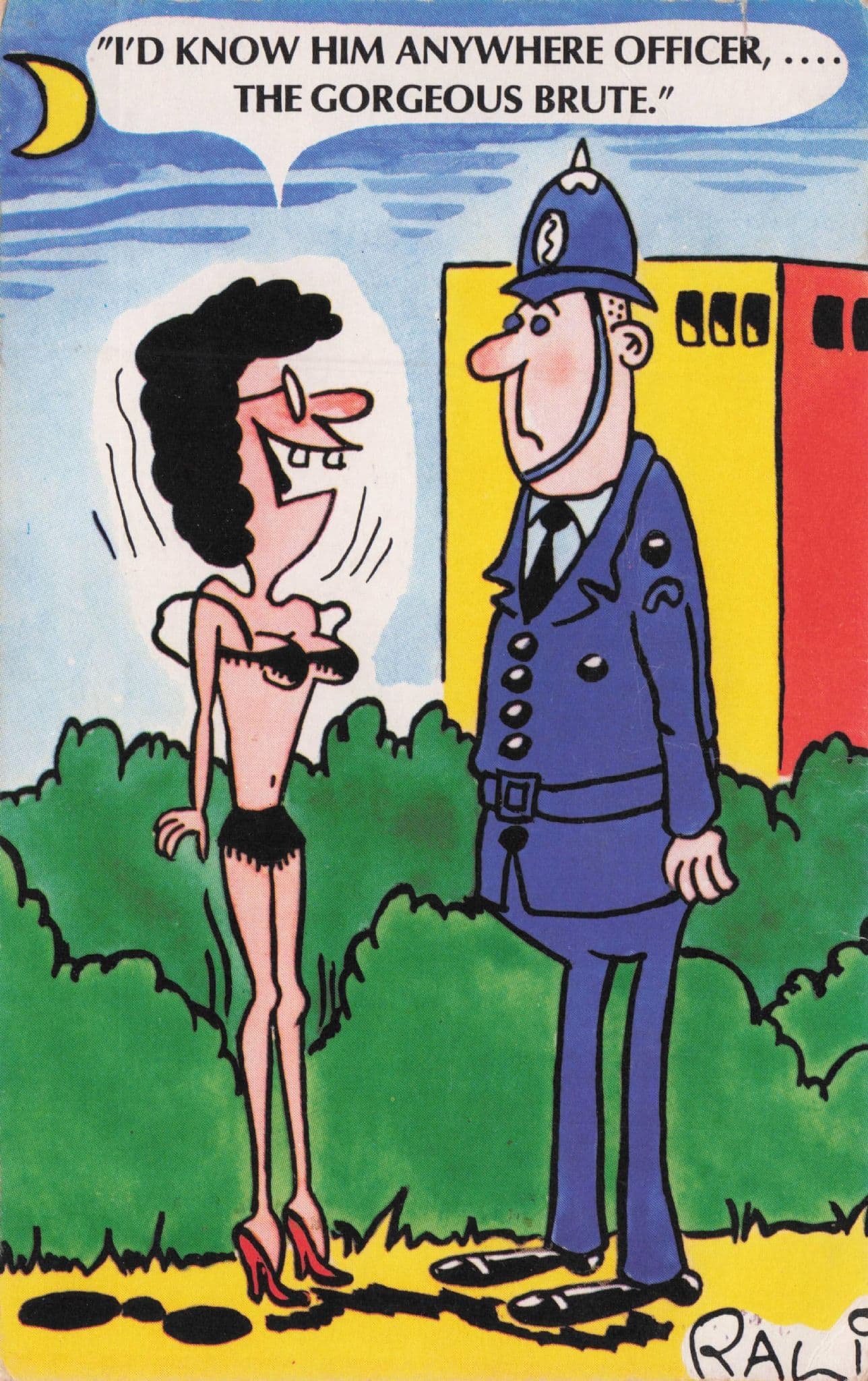 Policeman & Un Sexy Lady Striptease Vintage Comic Postcard