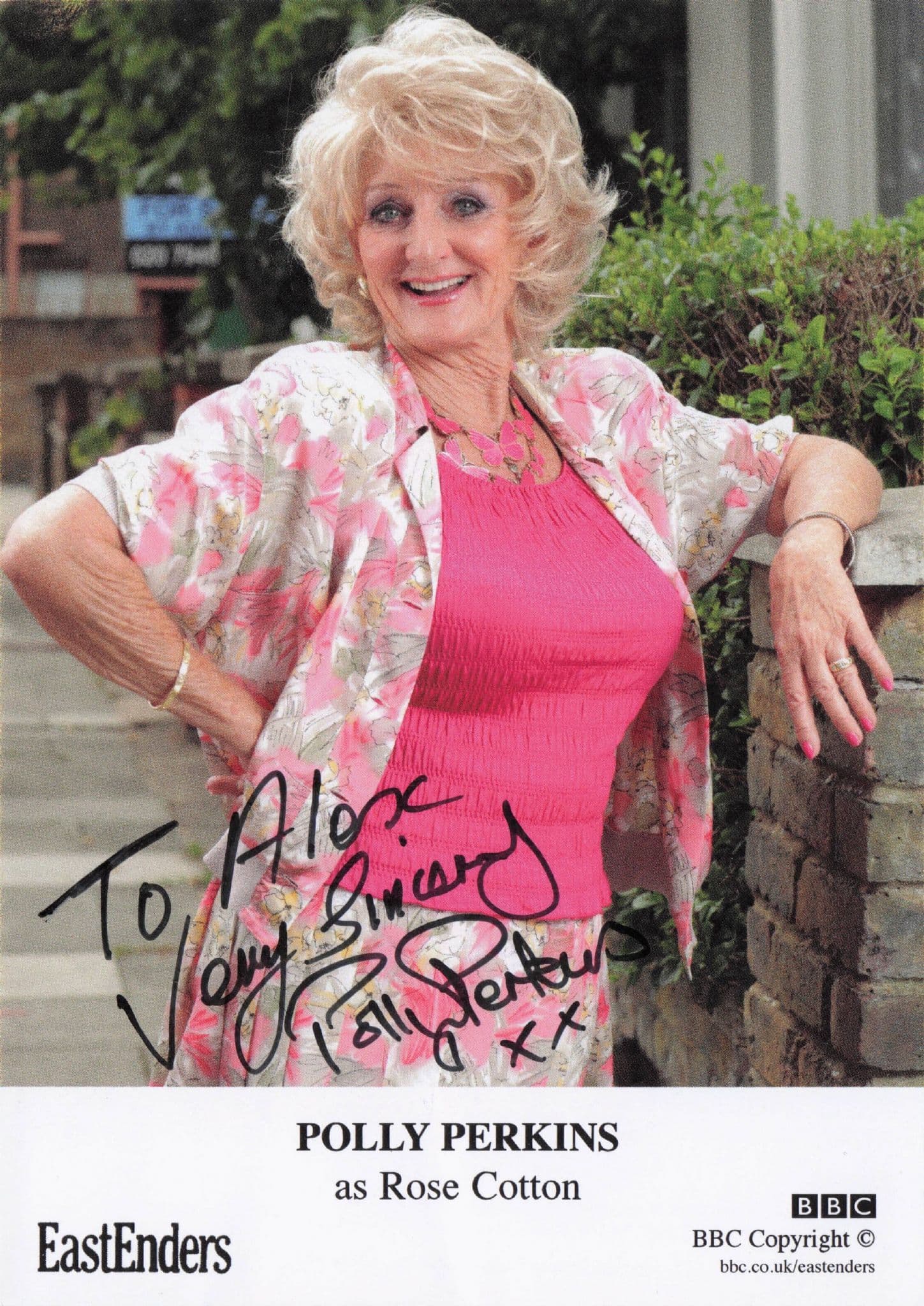 Polly Perkins as Rose Cotton Eastenders Hand Signed Cast Card Photo