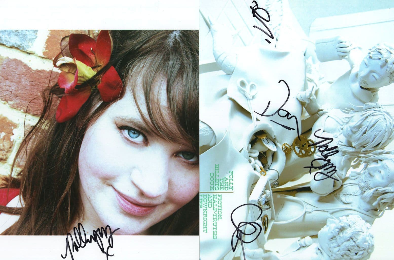 Polly & The Billets Doux Glastonbury Folk 2x Hand Signed Large Photo s