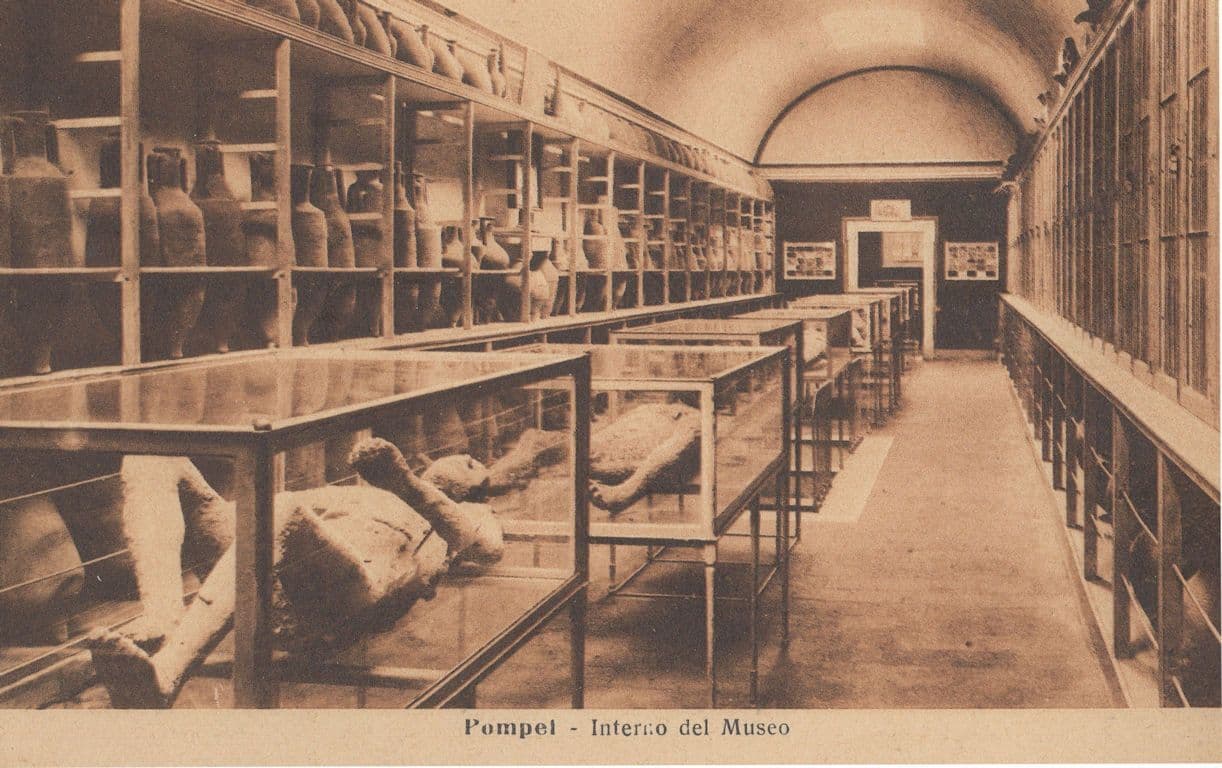 Pompei Lava Victims In Museum Rome Antique Postcard