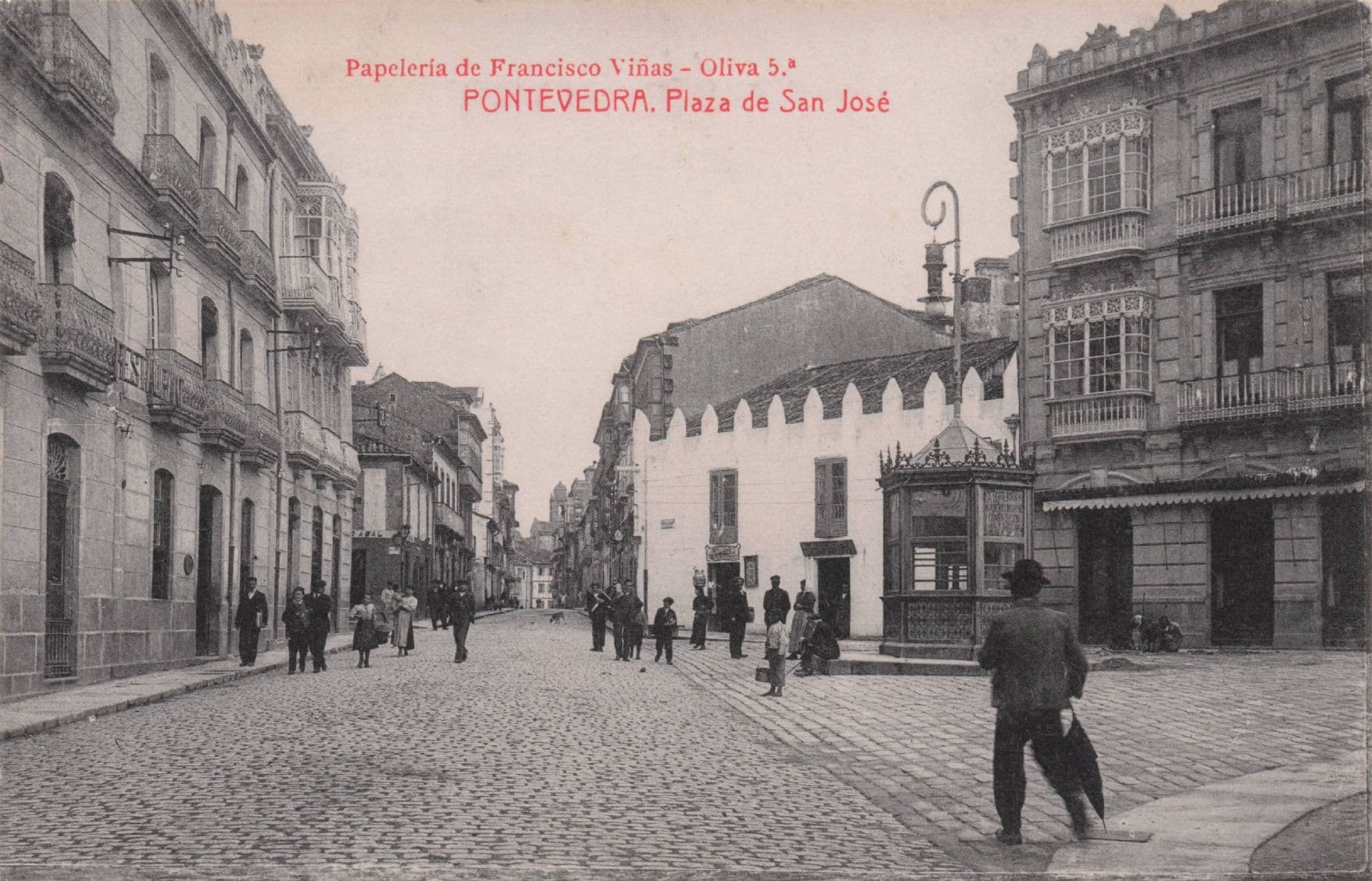 Pontevedra Plaza De San Jose Spain Antique Postcard