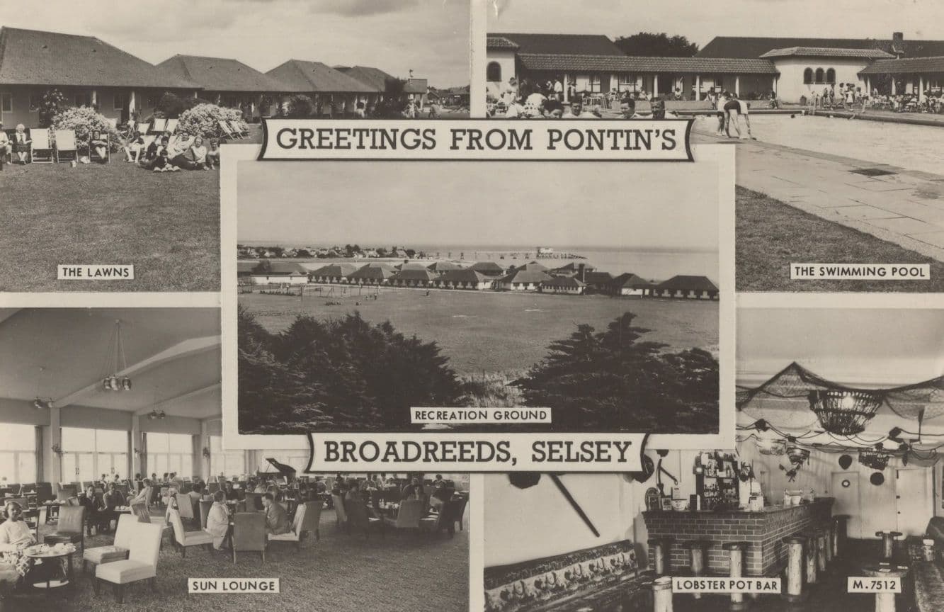 Pontins Broadreeds Selsey Swimming Pool Lawns Lobster Bar Postcard
