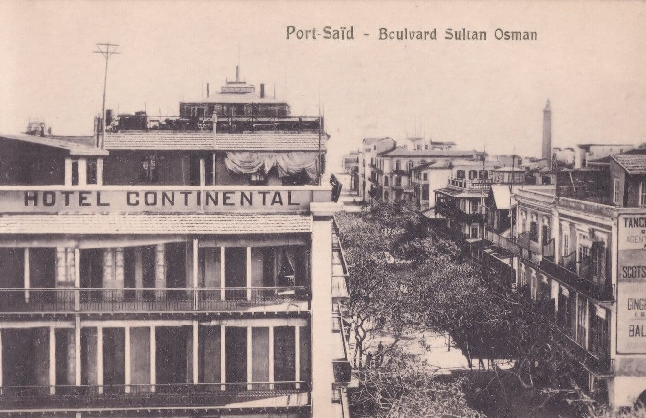 Port Said Continental Hotel Boulvard Sultan Osman Egypt Postcard