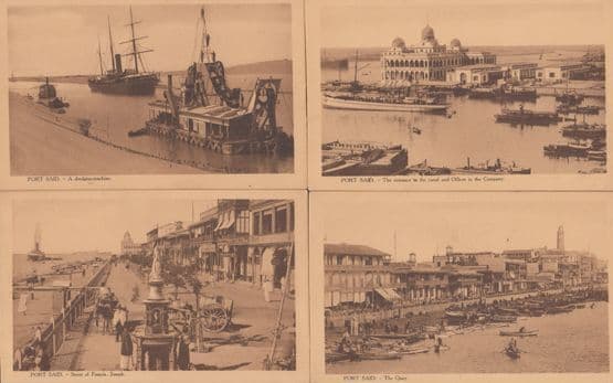 Port Said Francis Joseph Street Quay Canal Dredging Machine Egypt 4x Postcard s