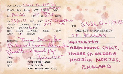 Port Severn 1960s Ontario Canada QSL Radio Card