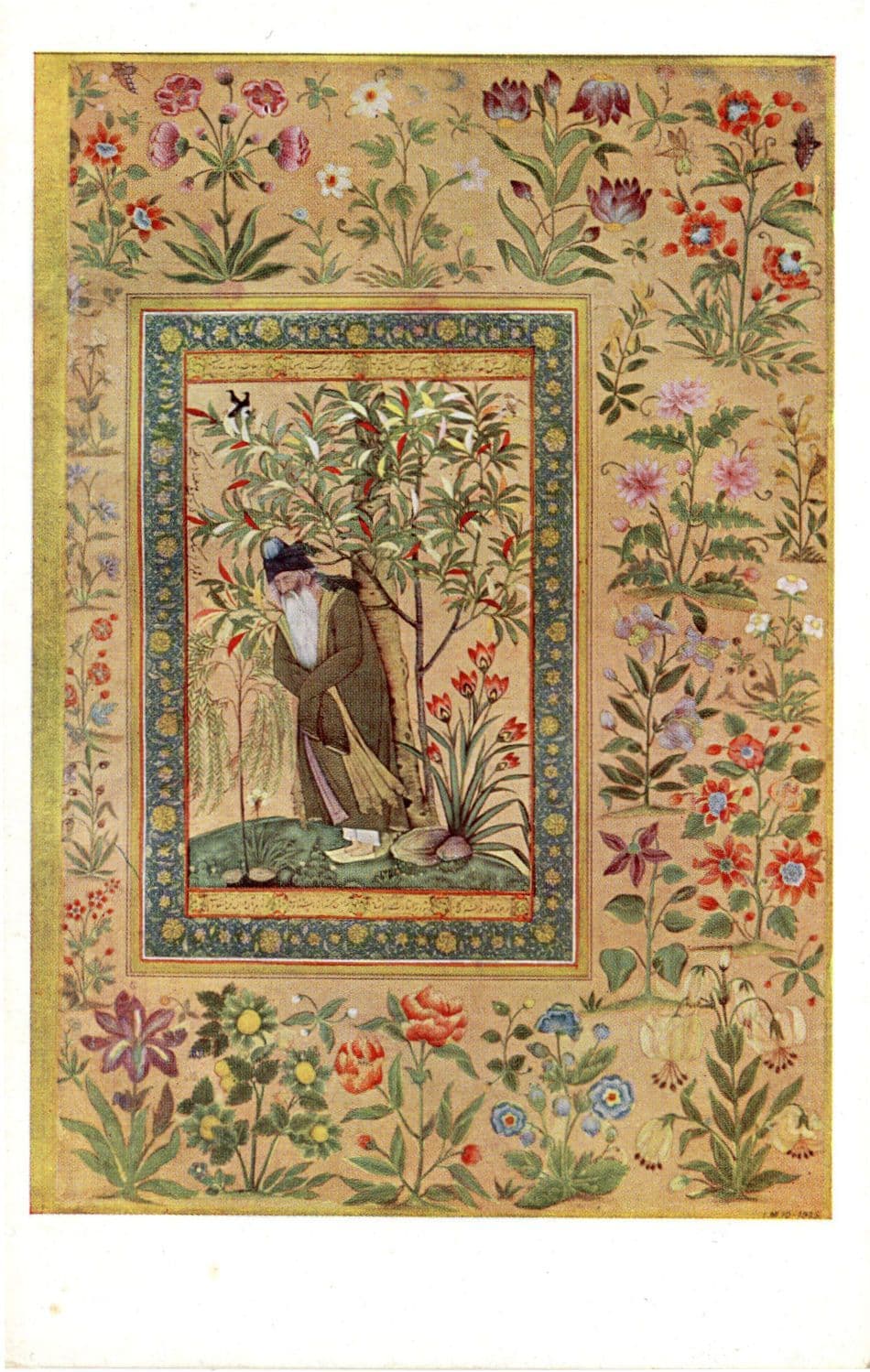 Portrait Of An Aged Mulla Mogul Medieval Indian Embroidery Old Postcard