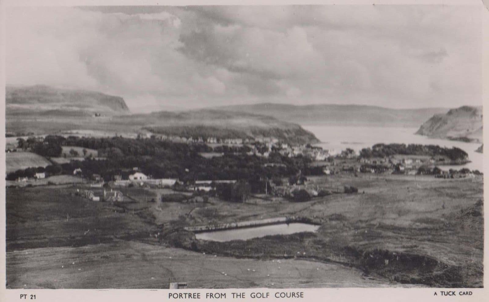 Portree From Golf Course Scotland Aerial Scottish Tucks Real Photo Postcard