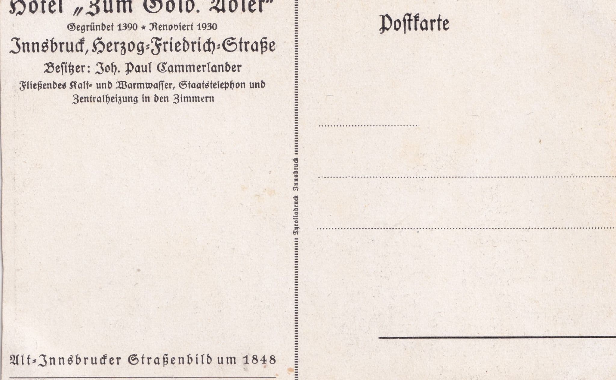 Posh Guest At Innsbruck Hotel Goldener Adler Herzog Friedrich Strasse RPC Postcard