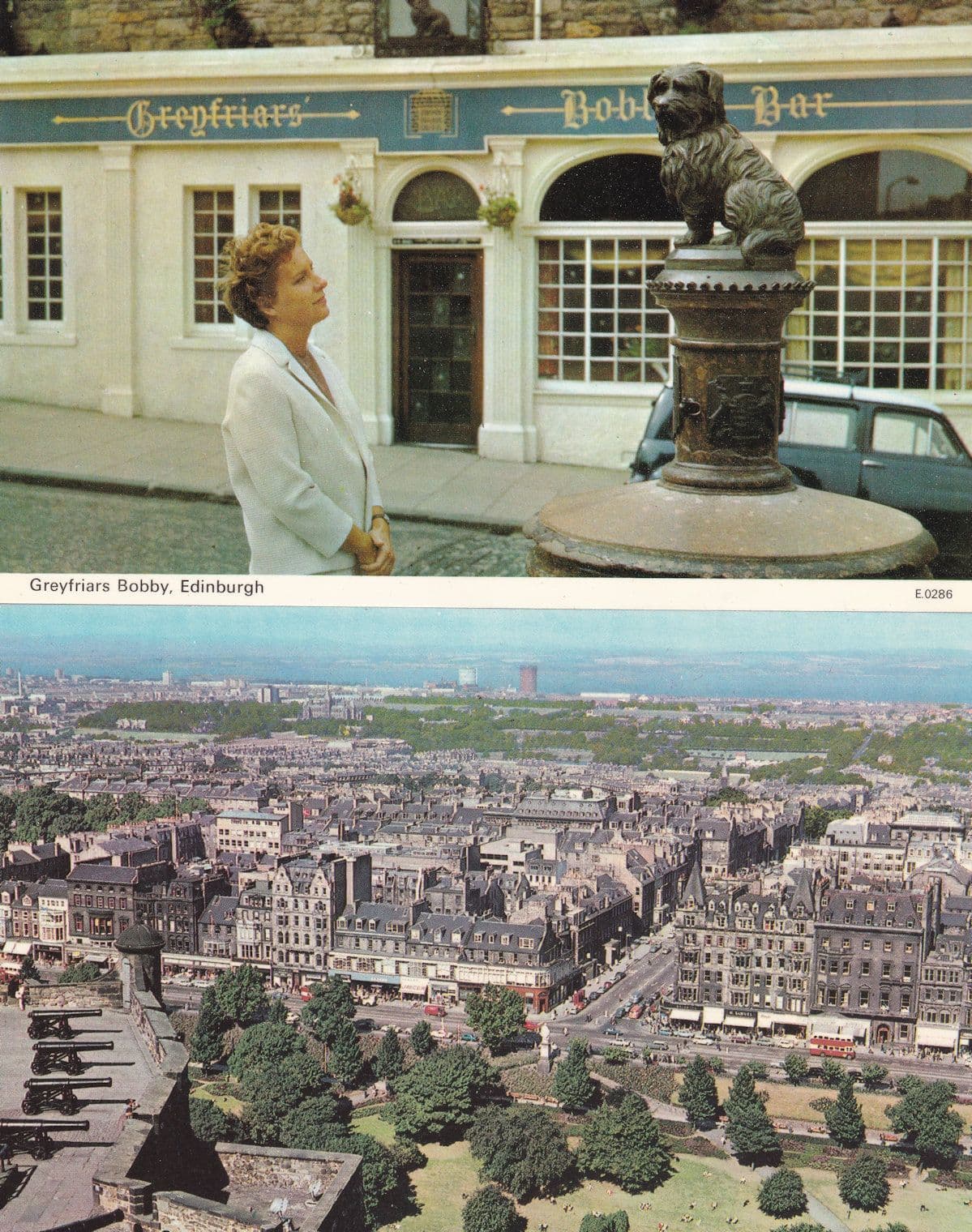 Posh Lady Admiring Greyfriars Bobby Bar Edinburgh 1970s Postcard