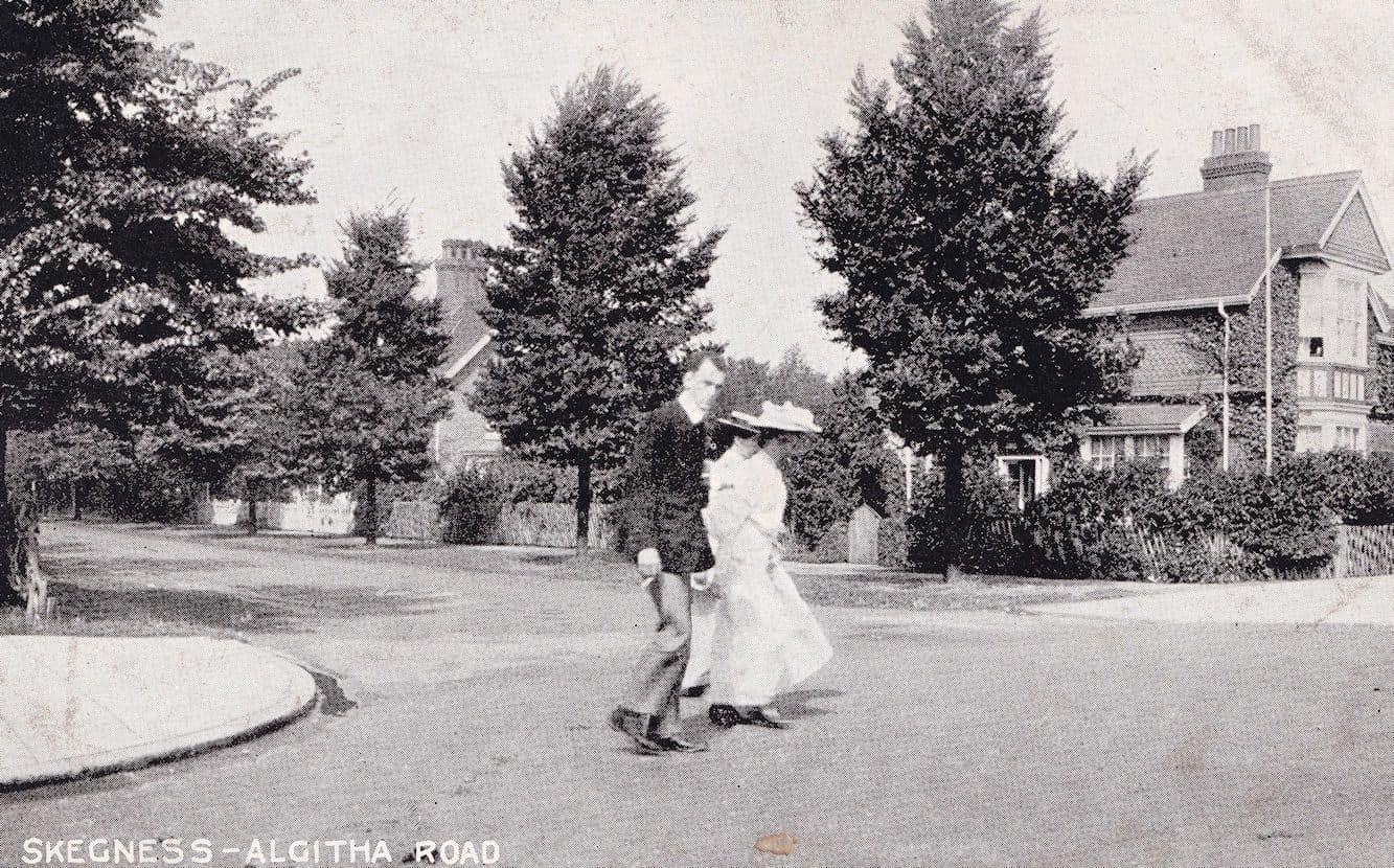 Posh Lady On Algitha Road Fashion Skegness Old Postcard