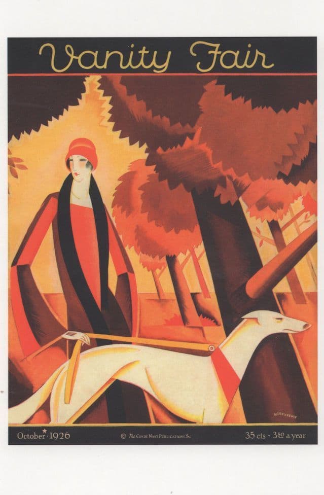 Posh Lady & Racing Greyhound 1920s Art Deco Painting Cover Postcard