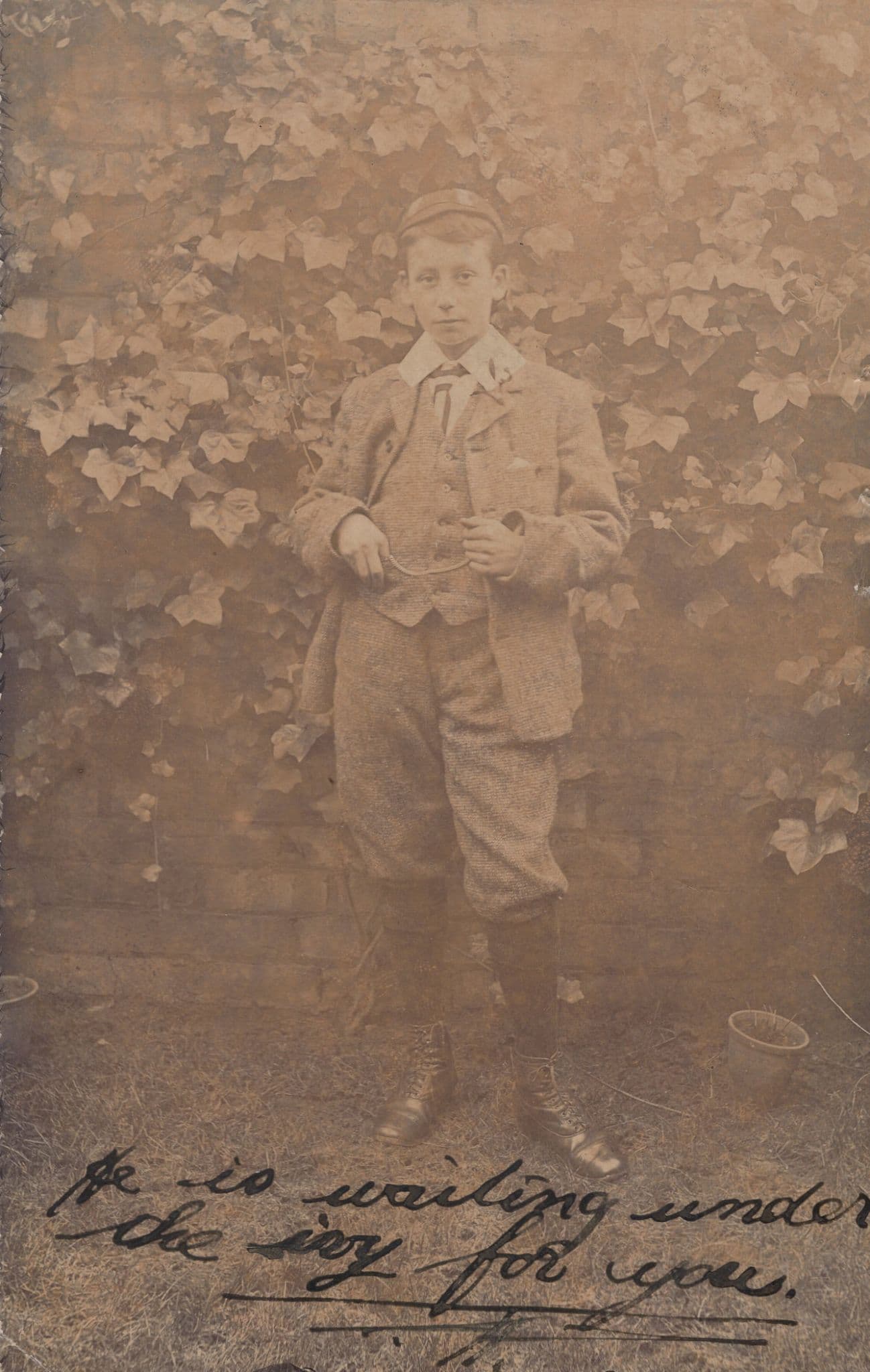 Posh Man Waiting Under The Ivy For You Real Photo Postcard