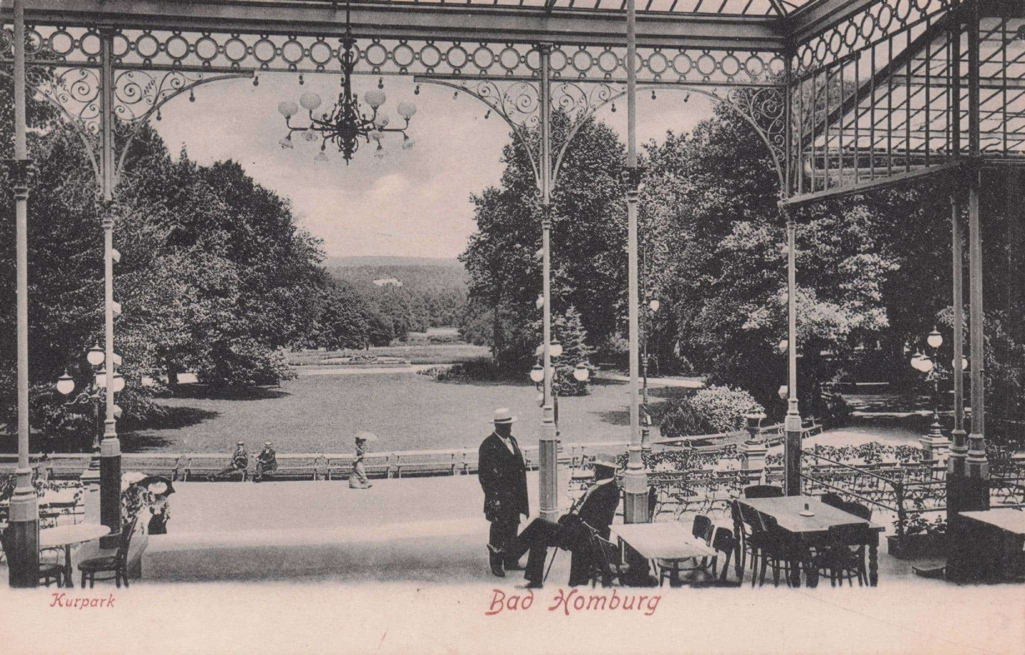 Posh Men Talking at Bad Homburg Kurpark German Old Postcard