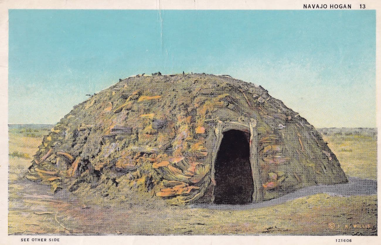 Postcard Navajo Hogan Indian Family On Reservation New Mexico Postcard