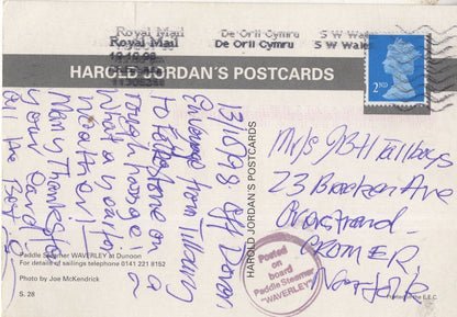 Posted On Board The Waverley Ship Steamer 1990s Postcard