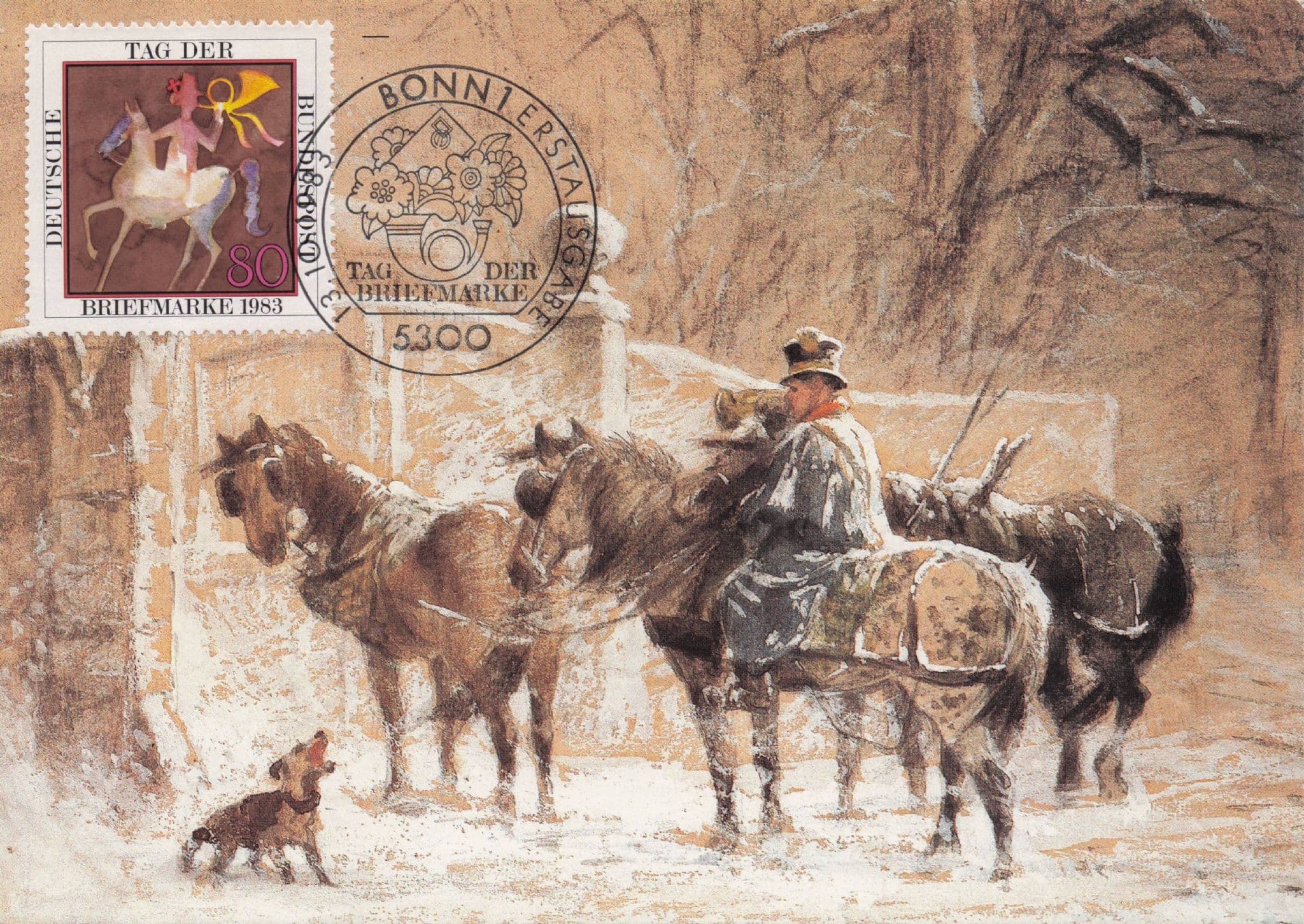 Postillion Bonn Bundesrepublik Deutschland German Postman FDC Postcard