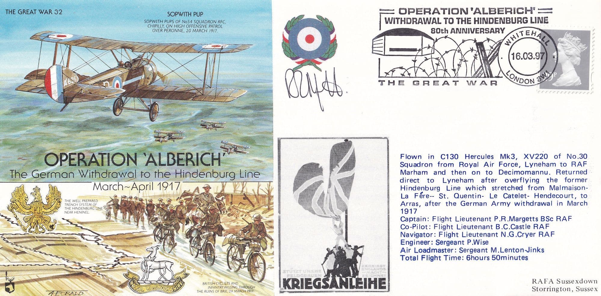PR Margetts Aircraft Captain PR Margetts RAF Hindenburg Signed FDC