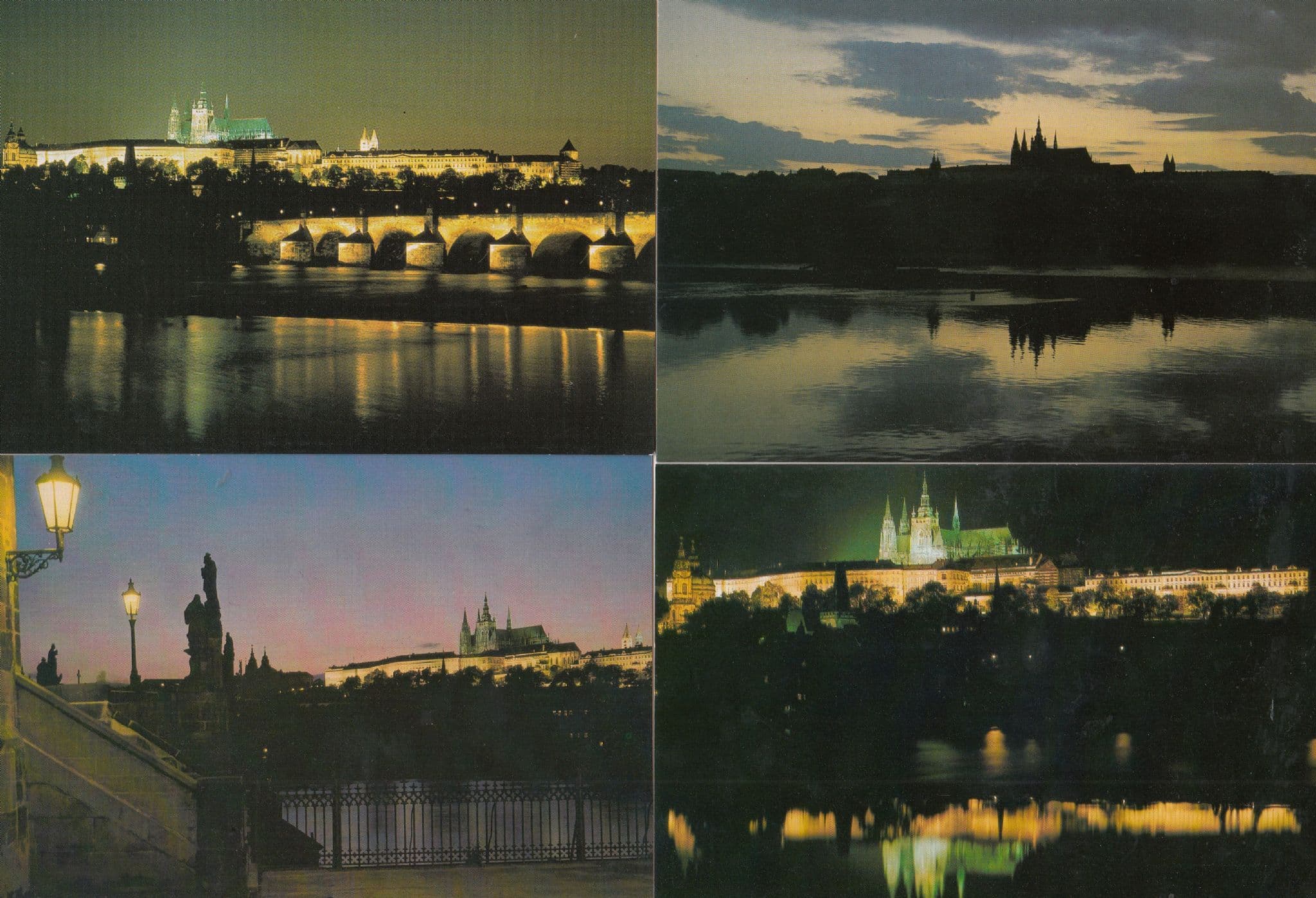 Prague Castle At Night Illuminations 4x Postcard s
