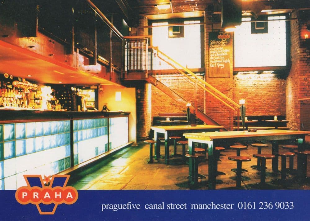 Praha V Gay Bar Canal Street Manchester 1990s Advertising Postcard