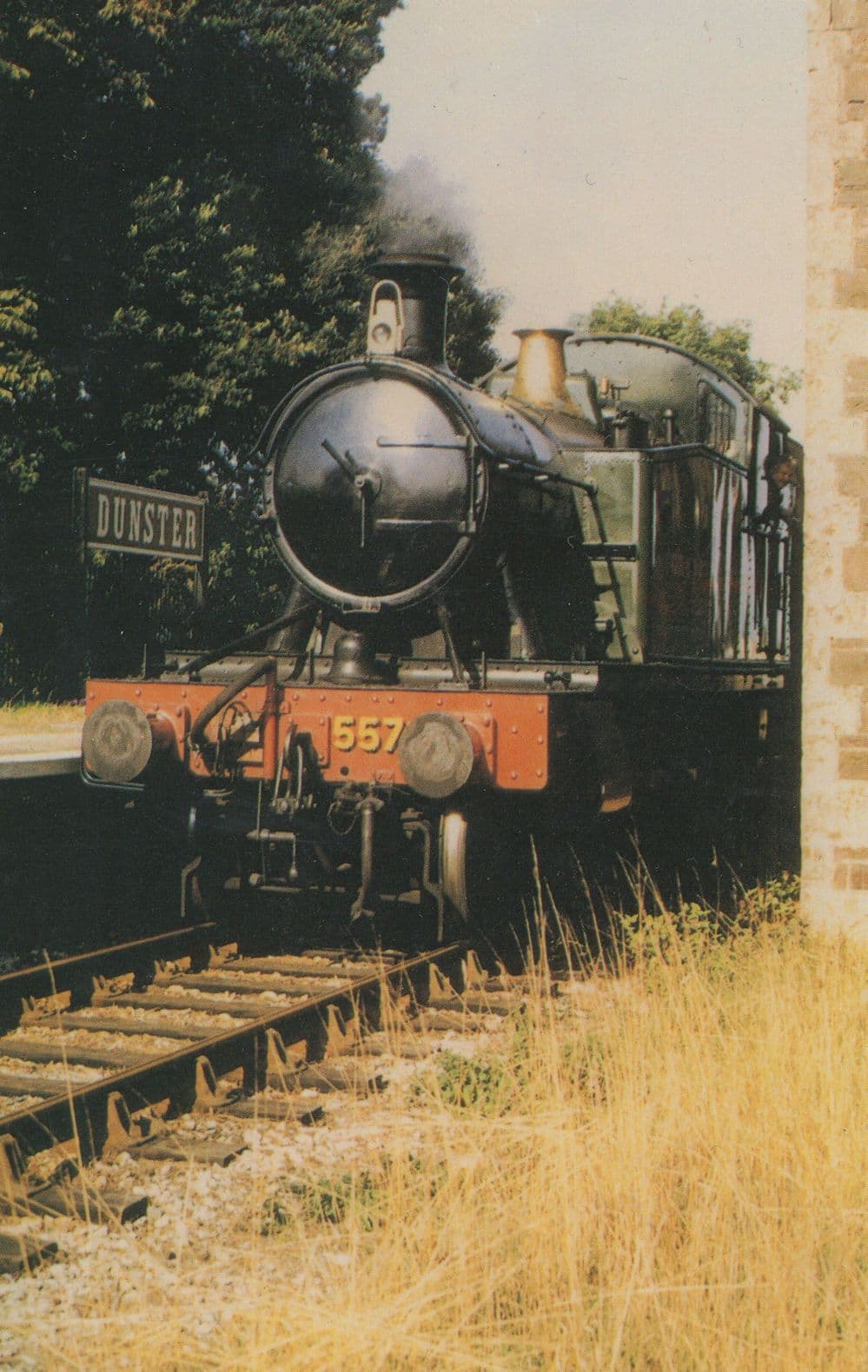 Prairie 5572 Train at Dunster Railway Station 1986 Ltd Postcard