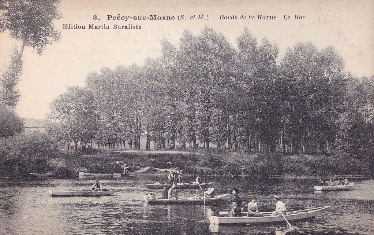 Precy Sur Marne Le Bac Rowing Boats Antique French POstcard