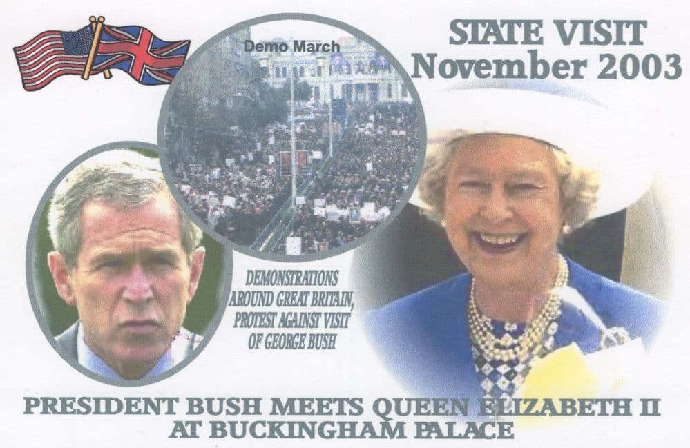President Bush American Meets Queen Elizabeth 2003 Postcard