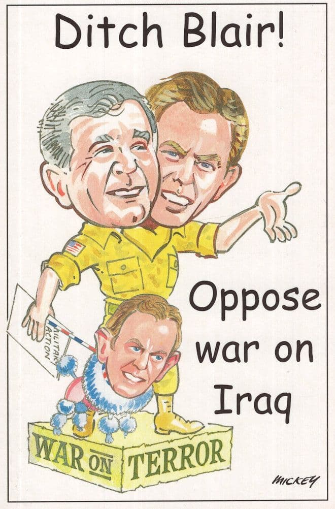 President Bush Tony Blair As Siamese Twins Iraq War Postcard