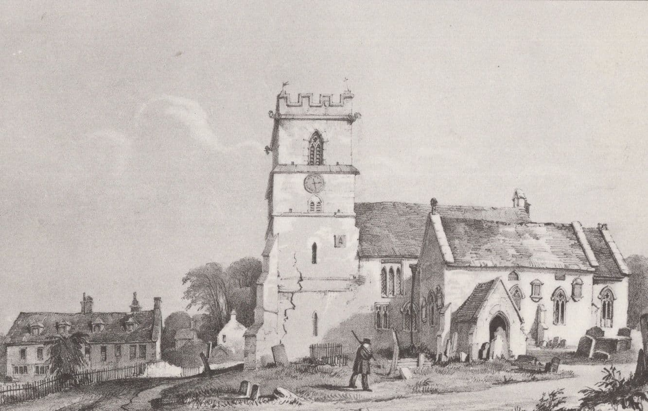 Prestbury Church Victorian Gloucester Painting Postcard