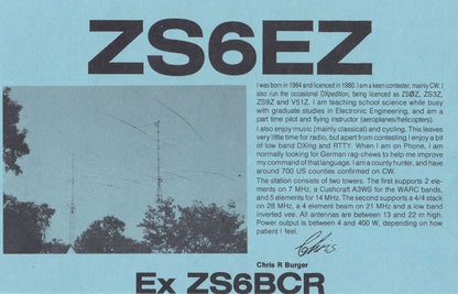 Pretoria South Africa Radio QSL Card