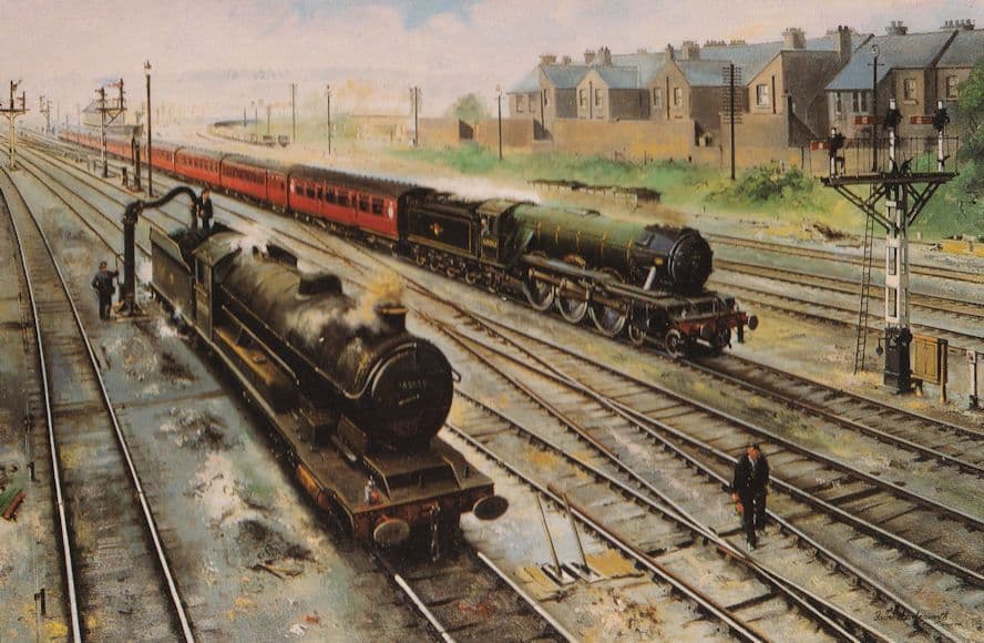 Pretty Polly 60061 Train at Staveley Central Station Painting Postcard