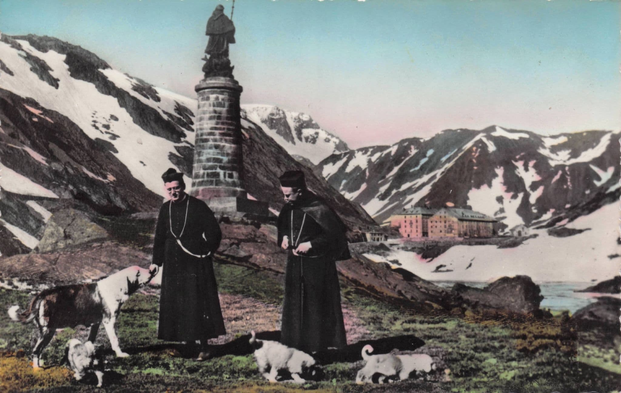 Priests at St Bernard Pass French Real Photo Postcard