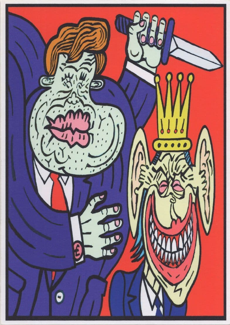 Prime Minister King Queen Comic Hand Signed Artist Postcard