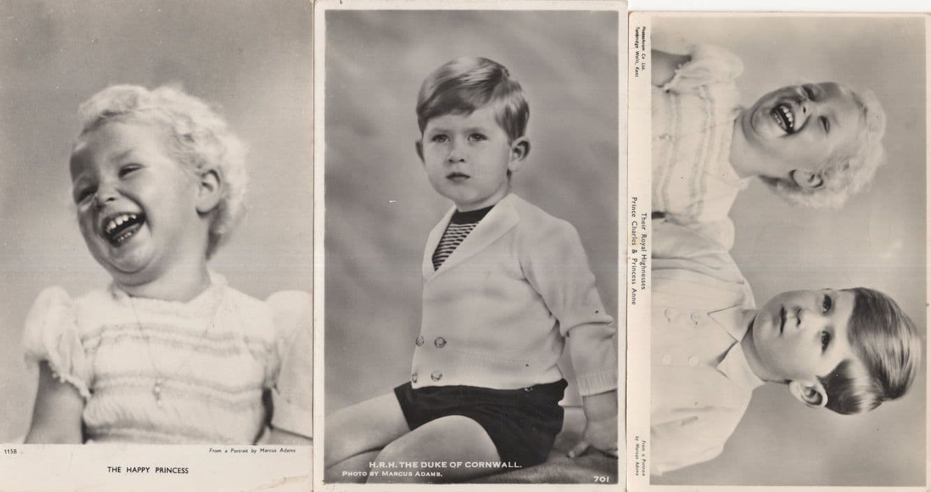 Prince Charles & Princess Anne 3x Royal Children Old Postcard s