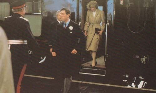 Prince Charles Railway Train Alighting Princess Diana Royal Wedding Postcard